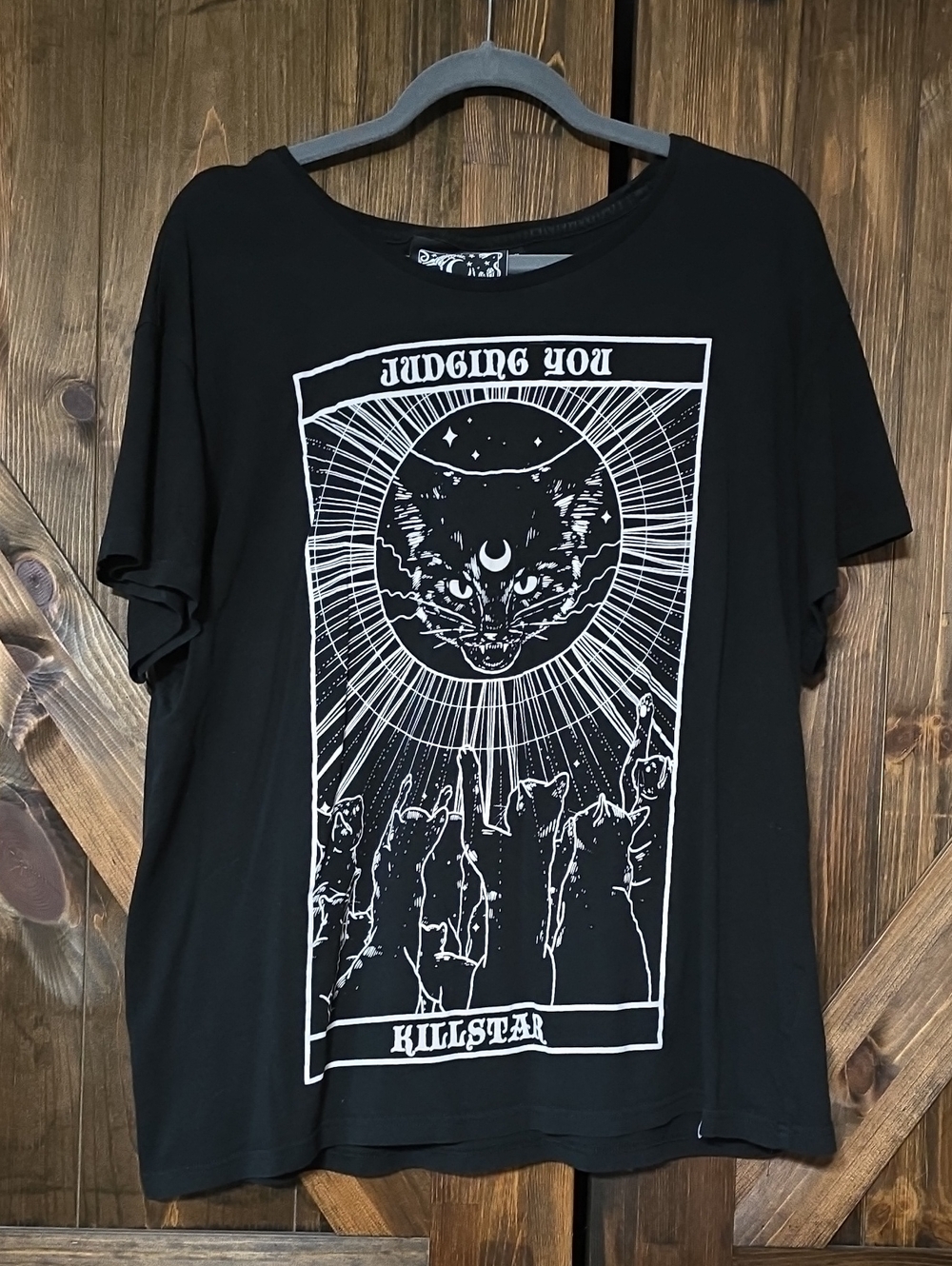 Killstar Black Tee with White Occult Cat Graphic